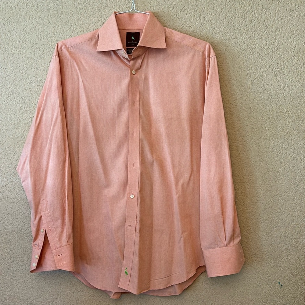 Tailorbyrd, Salmon colored, small checked button down.